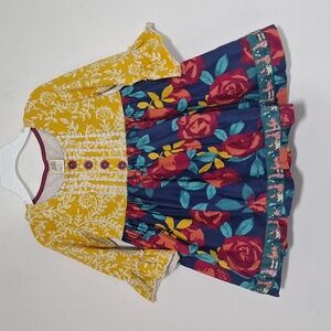 Wildflowers Yellow and Blue Floral Blouse Top